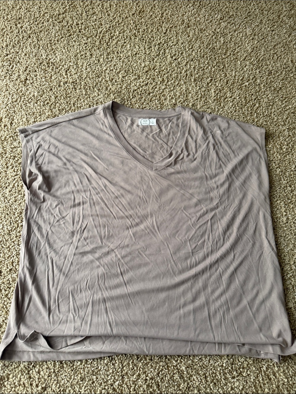 Maurices Taupe V-Neck Short Sleeve Women's Top